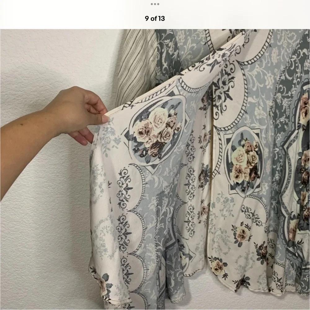 John Mark plus size Embellished mixed Fabric Button-Up Shirt - Picture 5 of 13